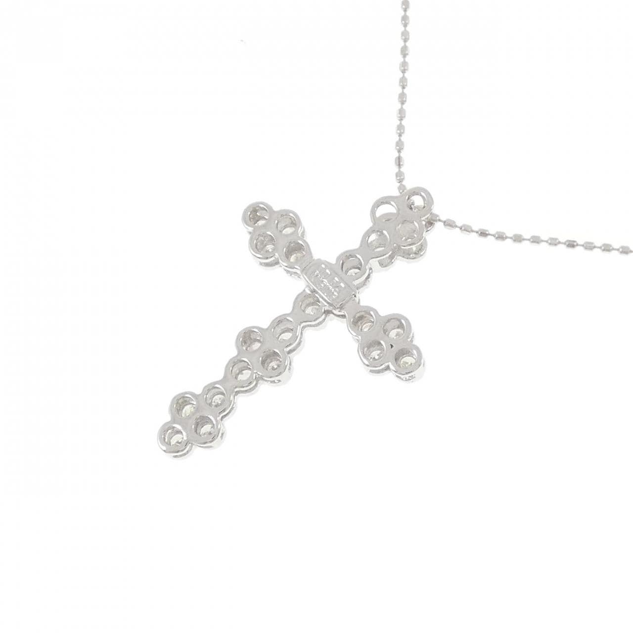 K18WG クロス ダイヤモンド ネックレス 0.52CT