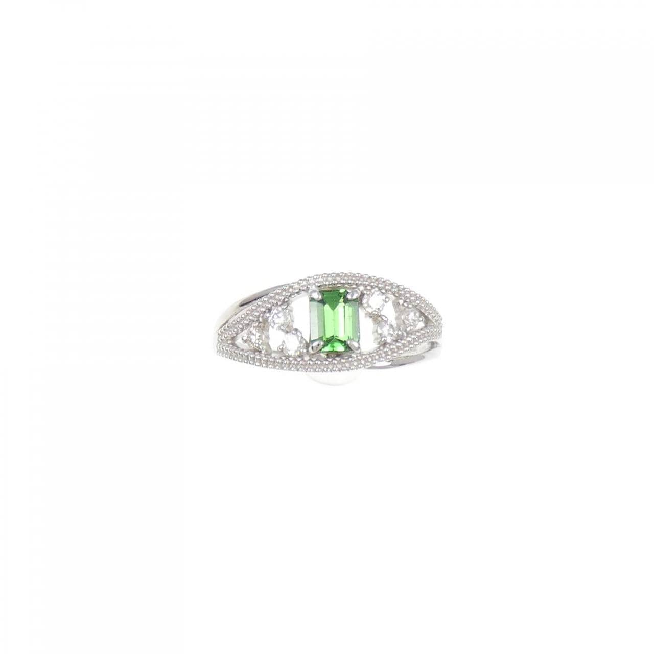 【新品】PT グリーンガーネット リング 0.41CT