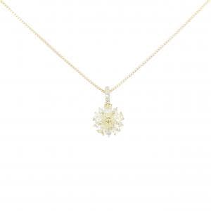 【新品】K18YG フラワー ダイヤモンド ネックレス 0.30CT