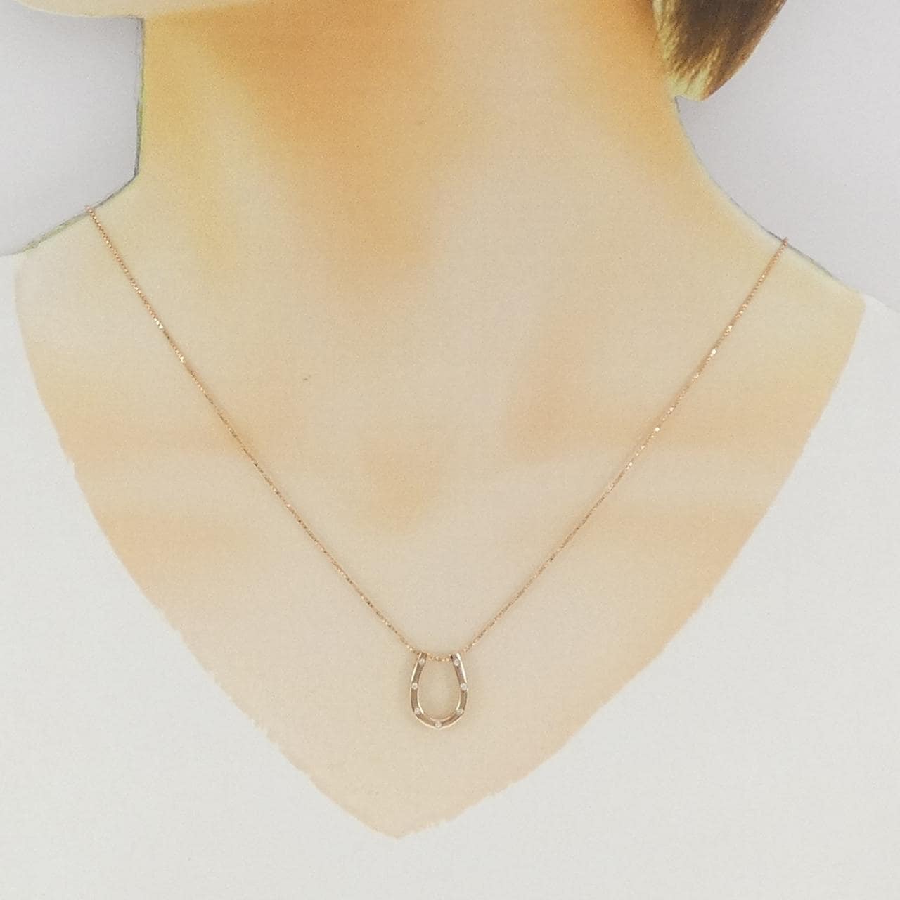 K18PG ホースシュー ダイヤモンド ネックレス 0.09CT