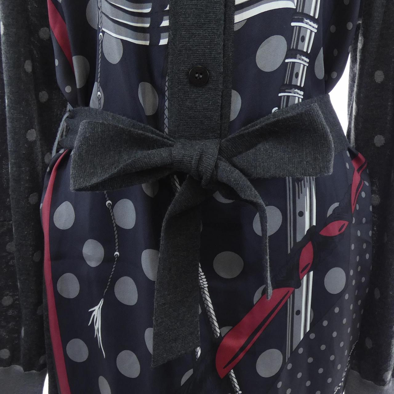 エルメス HERMES クリッククラック ア ポア CLIC CLAC A POIS ツイルレーヌ. ワンピース