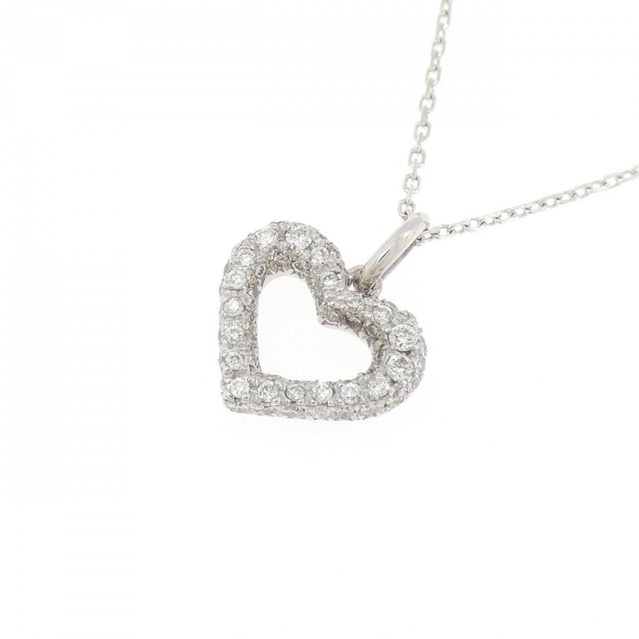 K18WG ハート ダイヤモンド ネックレス 0.20CT