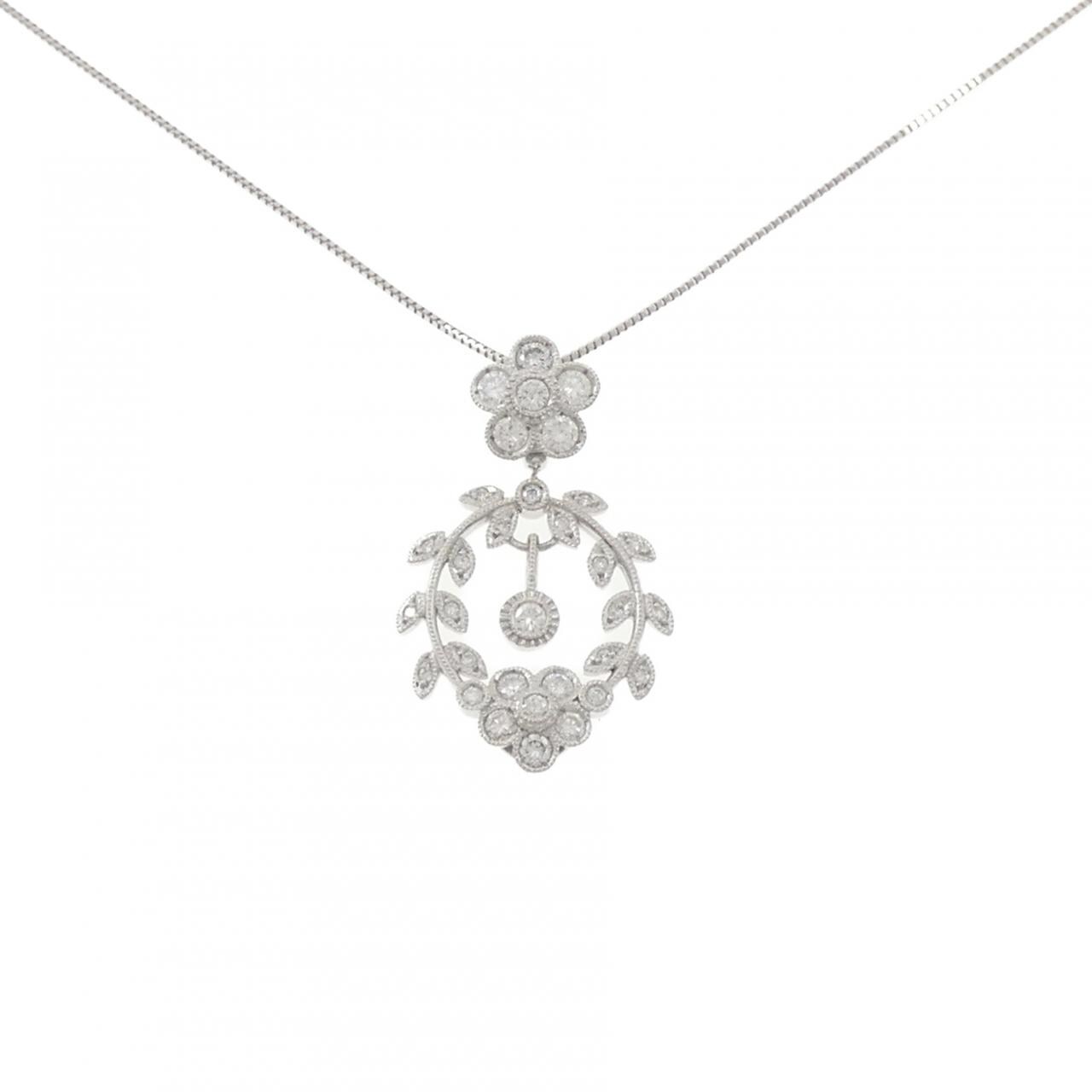 PT900/PT850 フラワー ダイヤモンド ネックレス 0.62CT