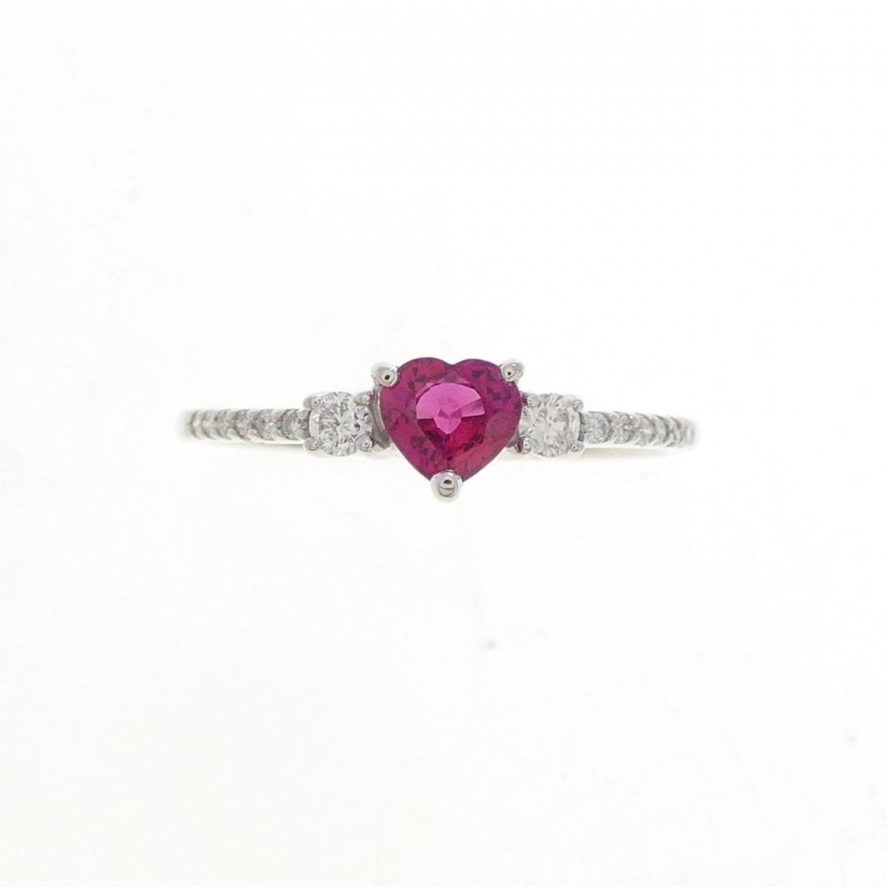 PT900 ハート ルビー リング 0.43CT