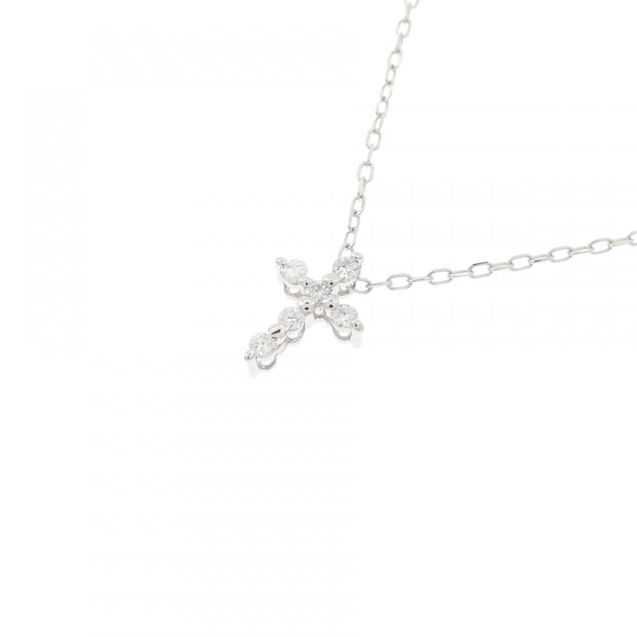 K10WG クロス ダイヤモンド ネックレス 0.05CT