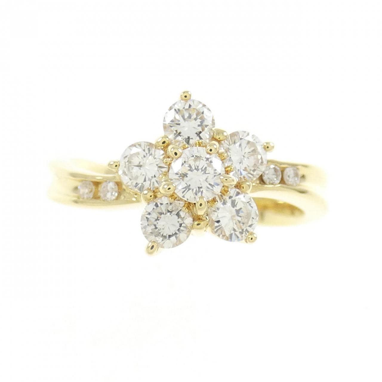 K18YG フラワー ダイヤモンド リング 0.66CT