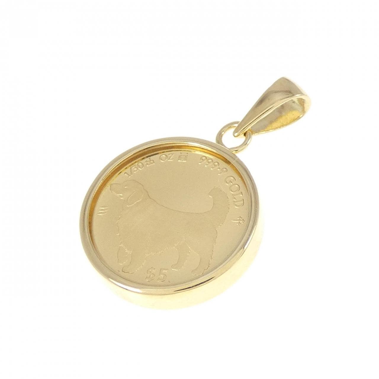 K18YG frame coin pendant