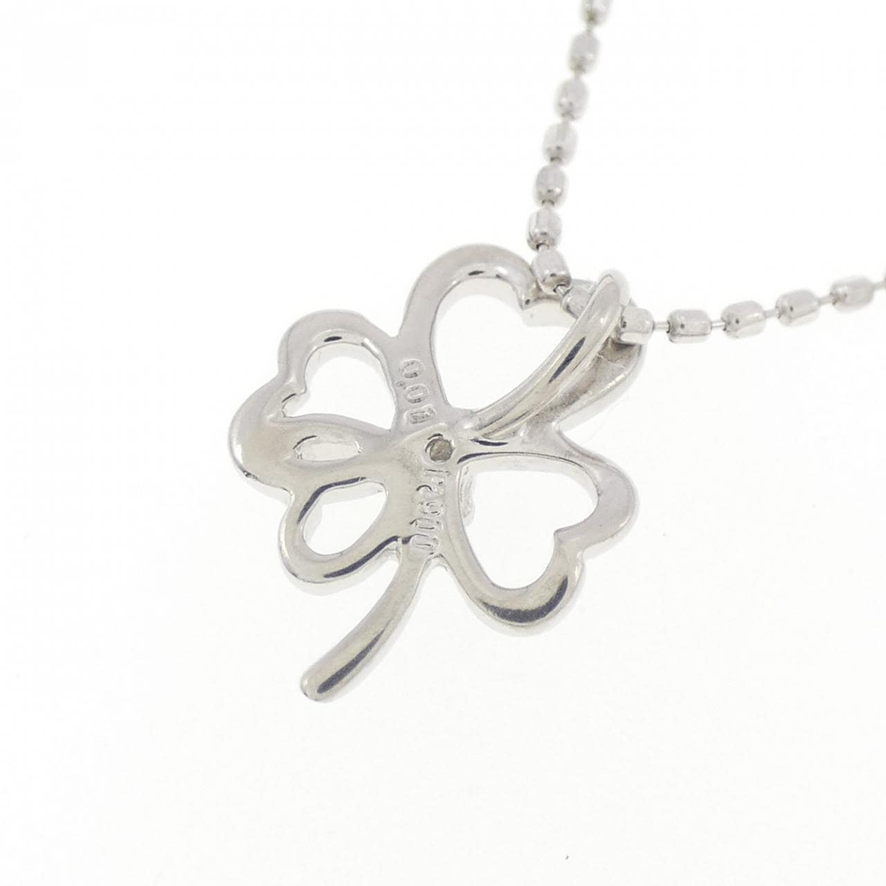 PT900/PT850 クローバー ダイヤモンド ネックレス 0.01CT