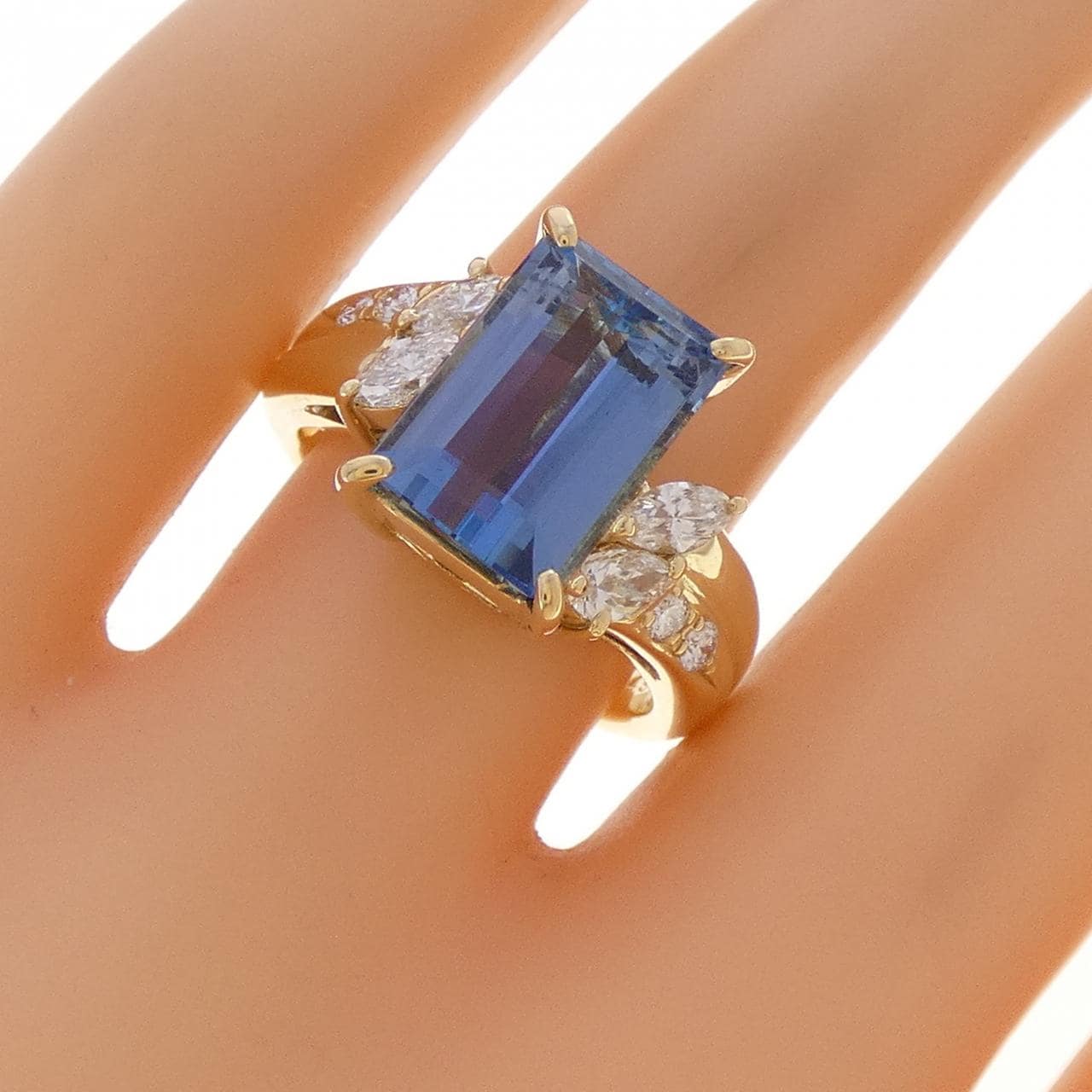 K18YG アクアマリン リング 3.417CT
