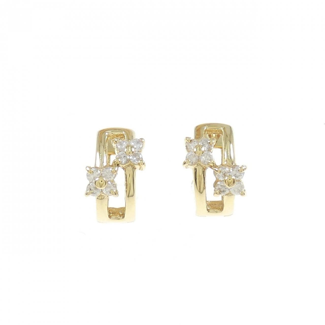 K18YG flower Diamond earrings 0.38CT
