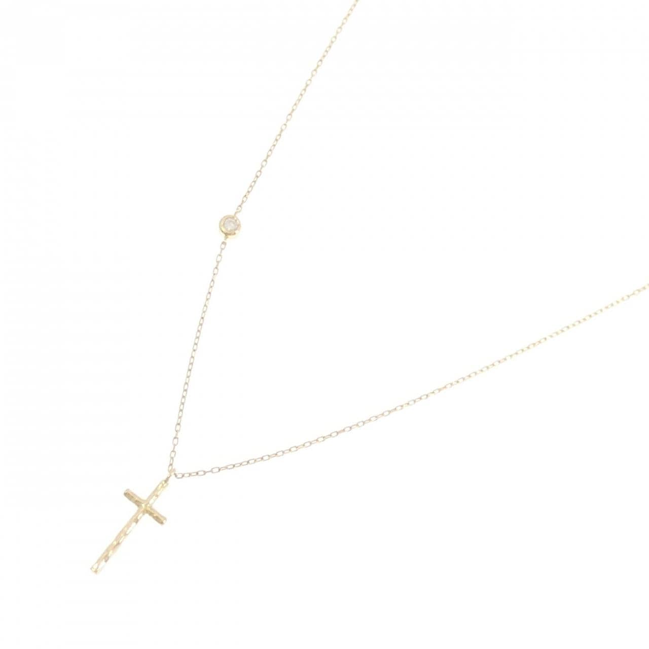 K18YG クロス ダイヤモンド ネックレス 0.03CT