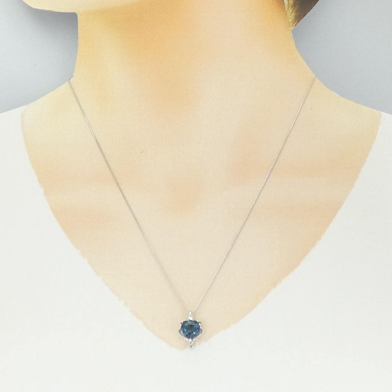 K18WG ハート ブルートパーズ ネックレス 2.50CT