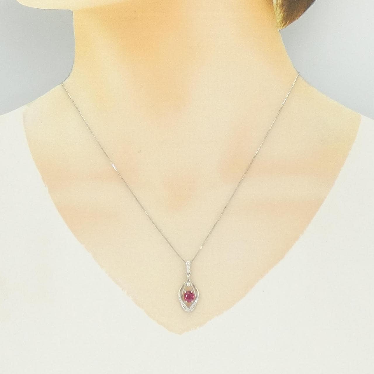 PT900/PT850 ルビー ネックレス 0.60CT