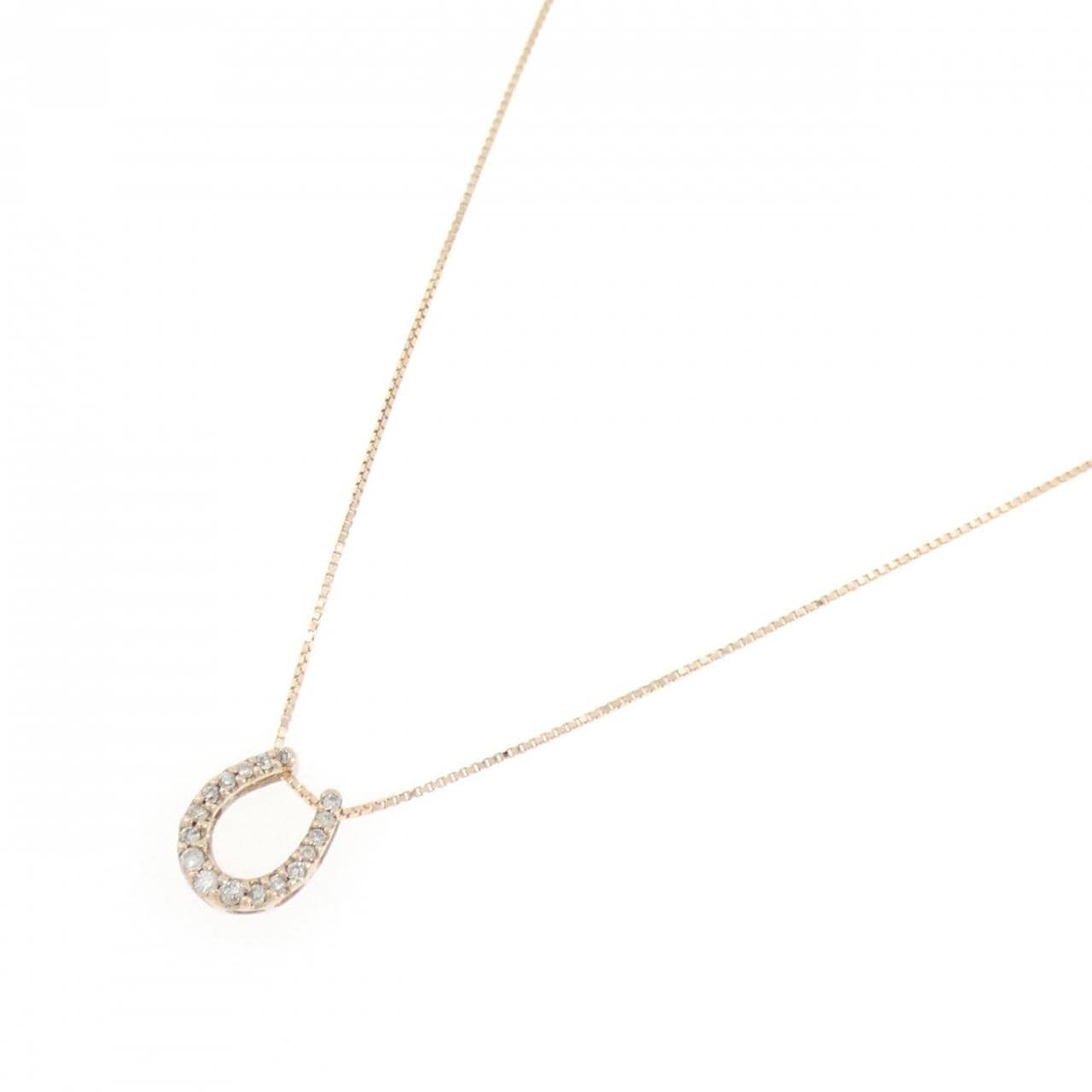 K10PG ホースシュー ダイヤモンド ネックレス 0.11CT