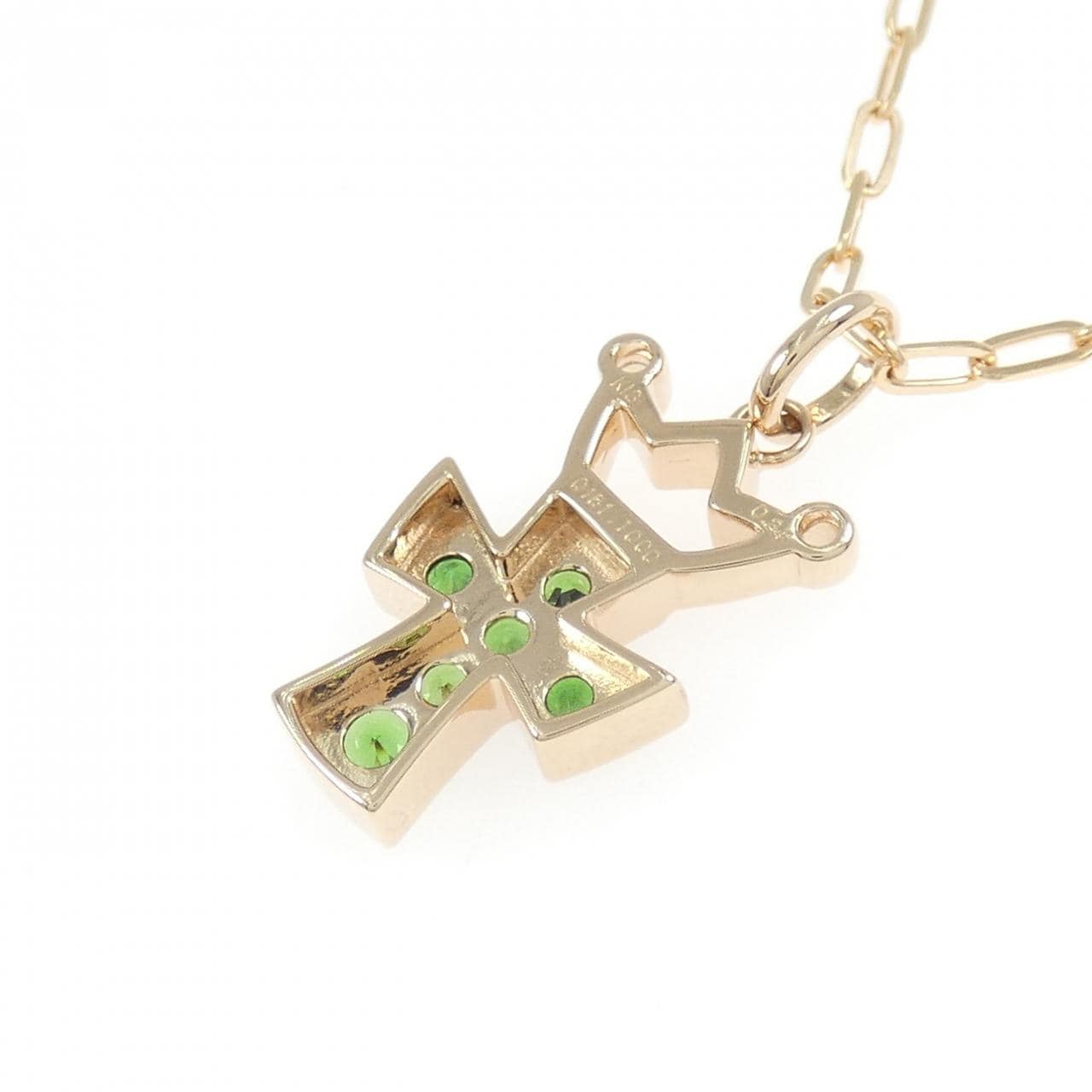 K18PG/K18BG クロス×クラウン ガーネット ネックレス 0.24CT
