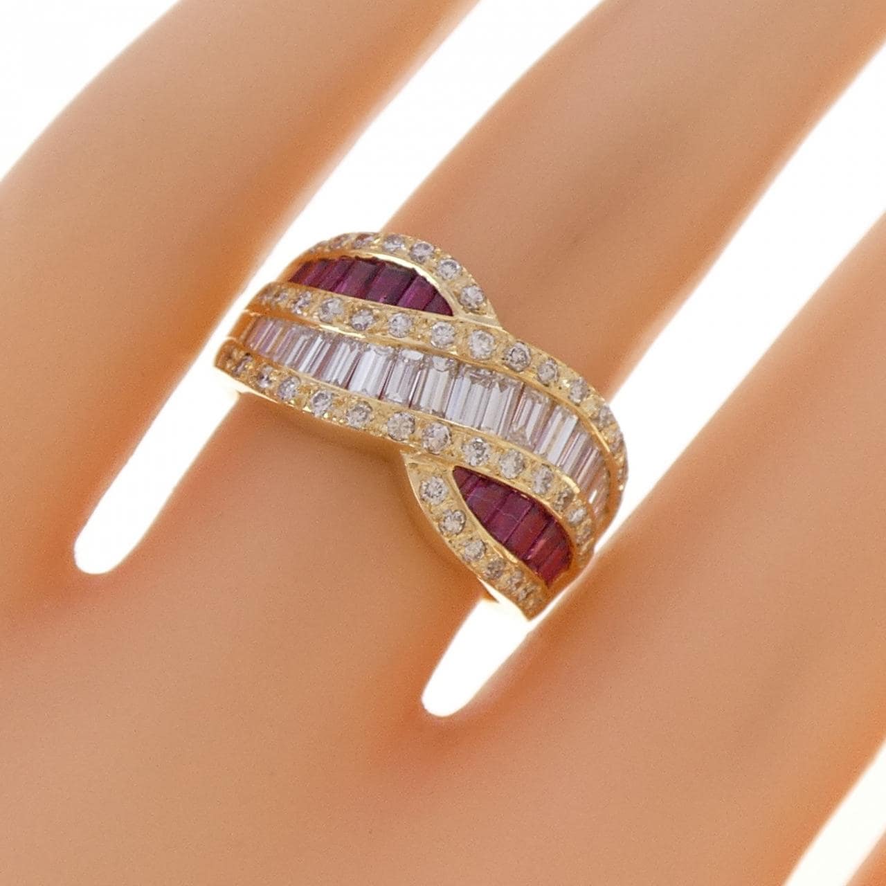 K18YG ルビー リング 0.90CT