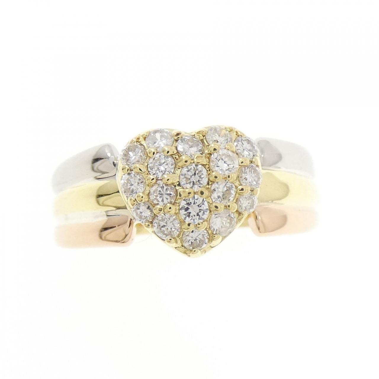 K18YG/PT/K18PG ハート パヴェ ダイヤモンド リング 0.33CT