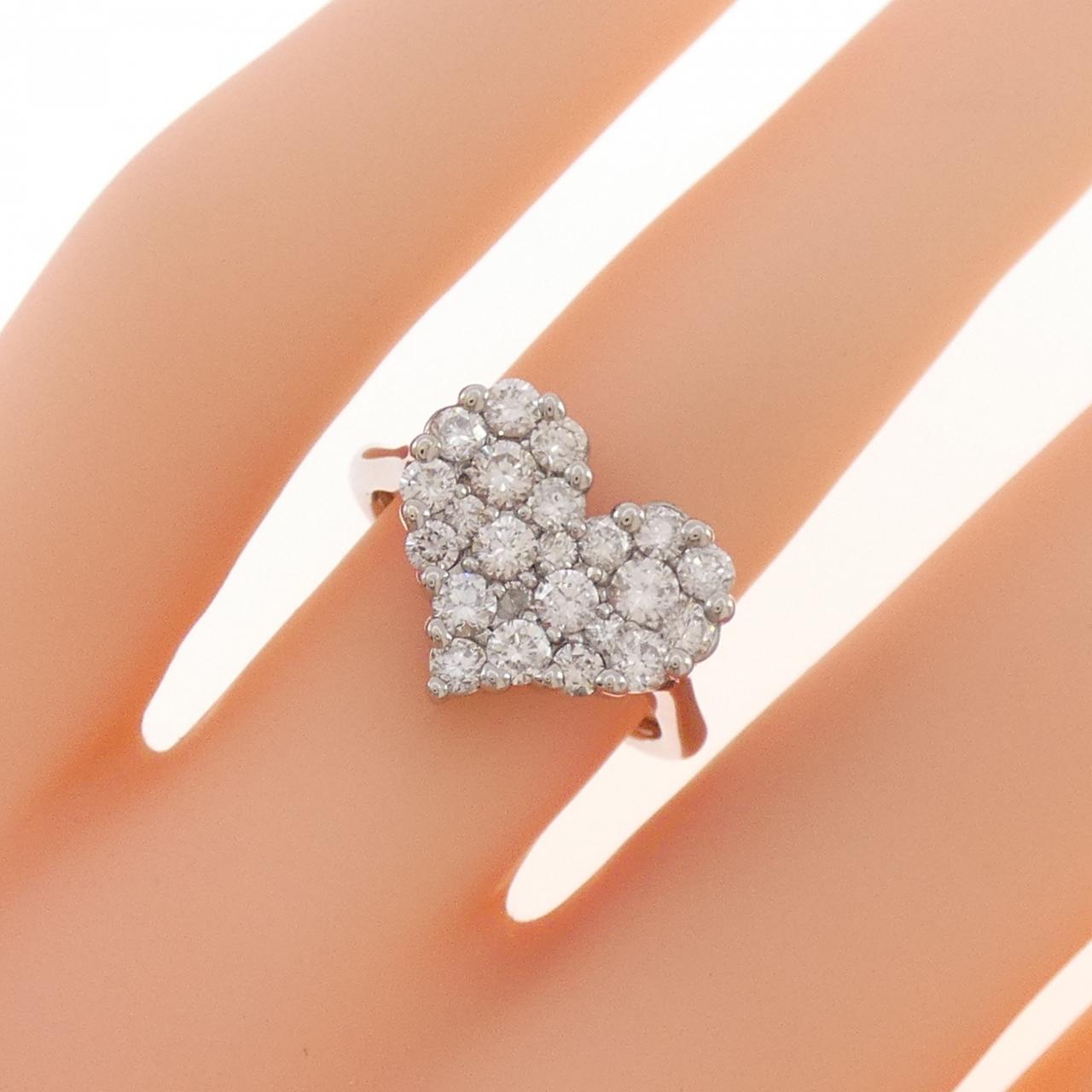 K18WG ハート ダイヤモンド リング 1.00CT