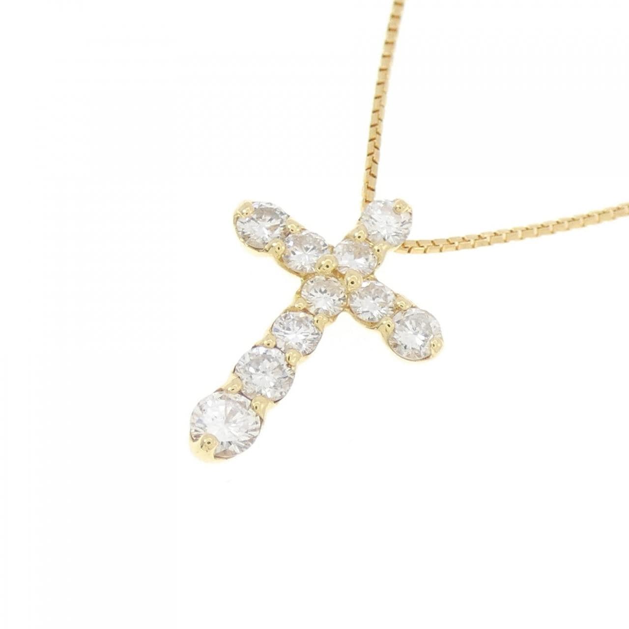 K18YG クロス ダイヤモンド ネックレス 0.5CT