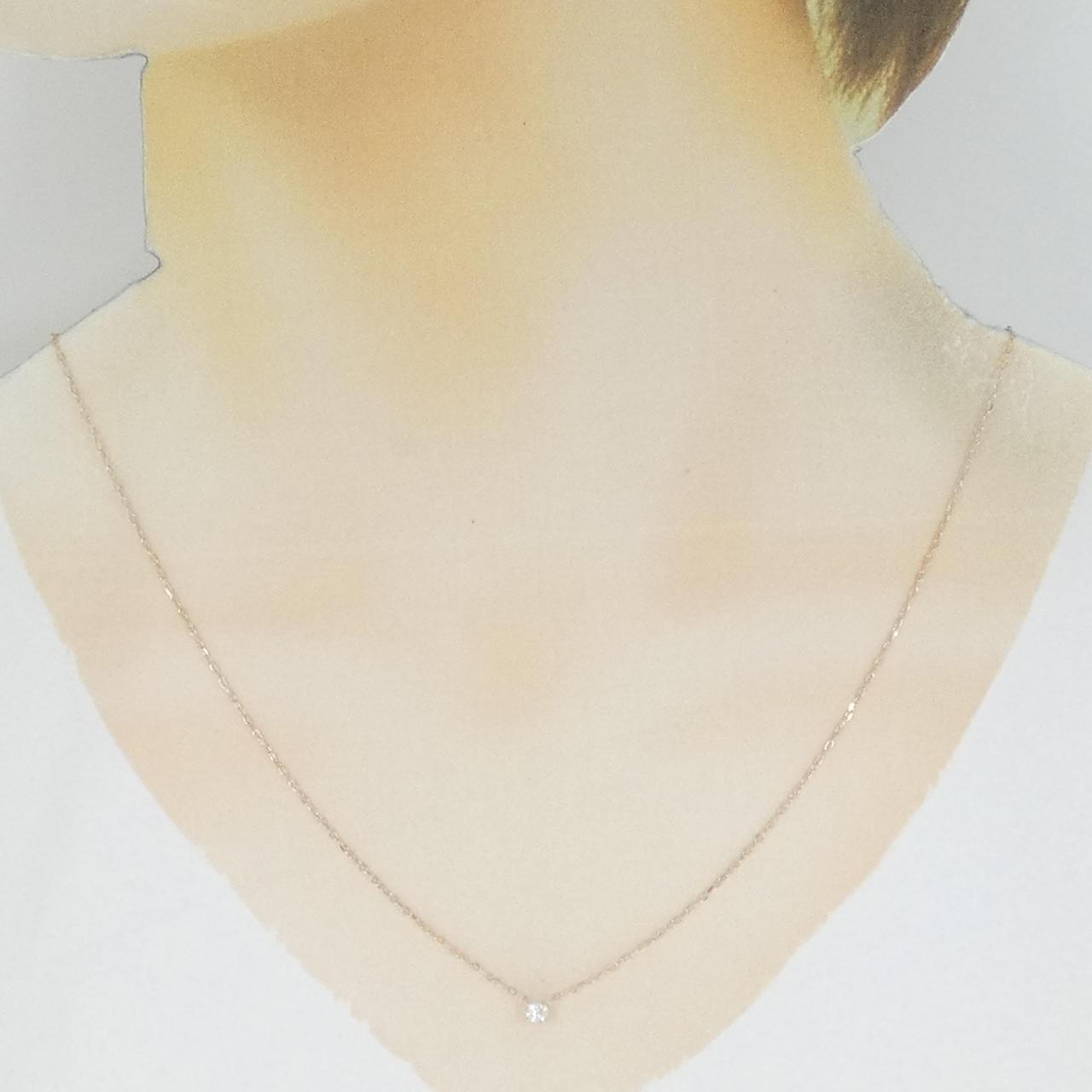 K10PG ソリティア ダイヤモンド ネックレス 0.10CT