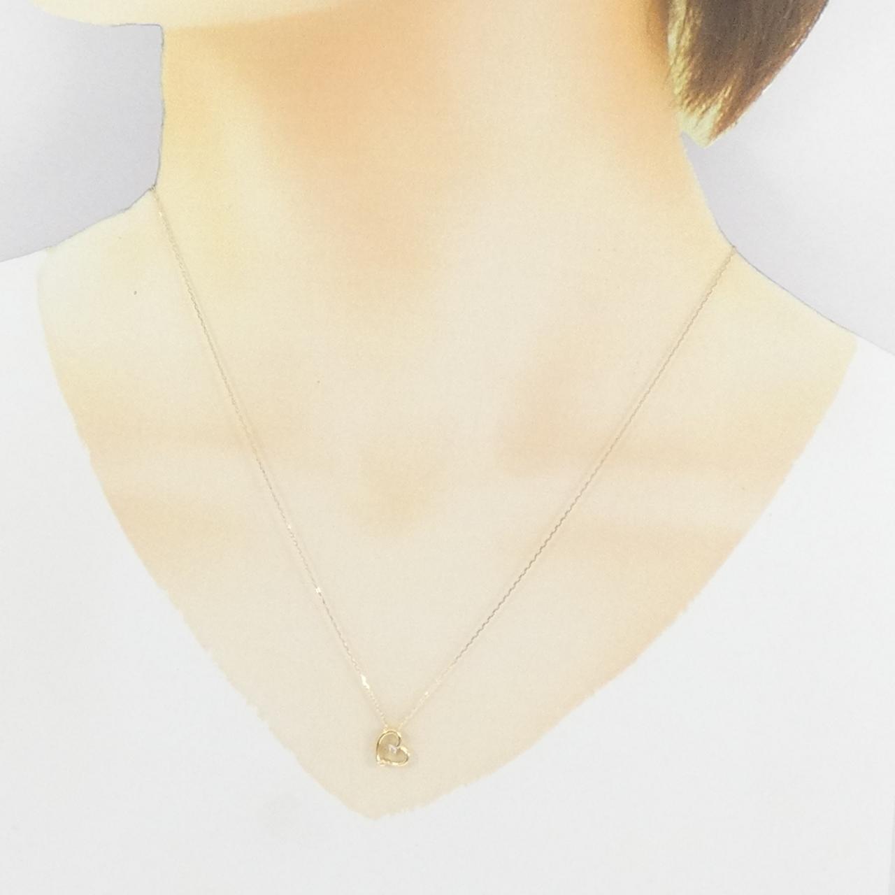 K18YG ハート ダイヤモンド ネックレス 0.02CT