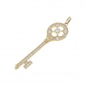 K18YG キー×フラワー ダイヤモンド ペンダント 0.75CT
