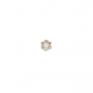 K18WG フラワー ダイヤモンド ピアス 0.13CT  片耳
