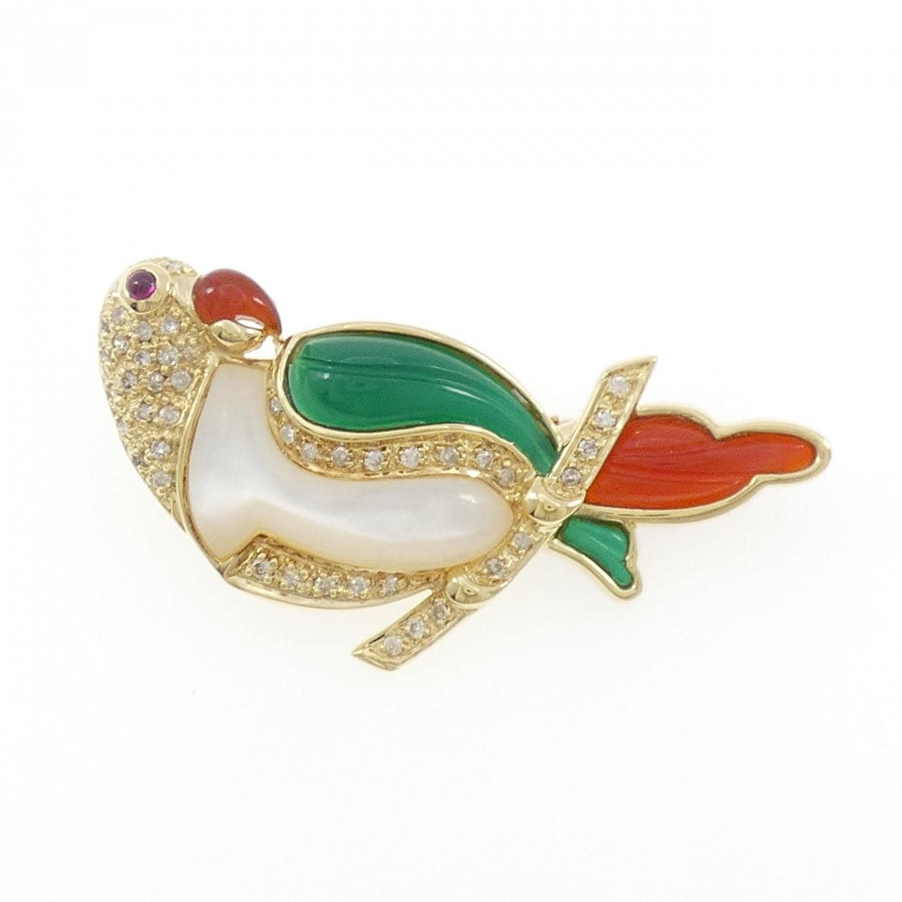 K18YG カラーストーン ブローチ