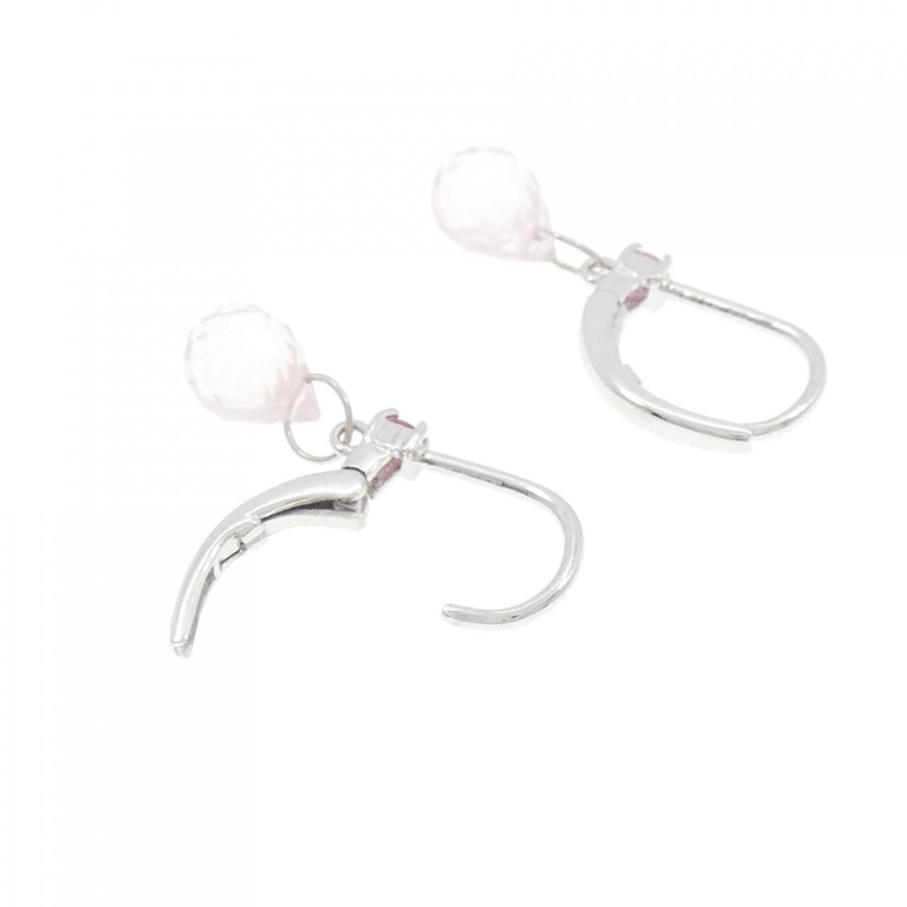 K18WG rose Quartz earrings