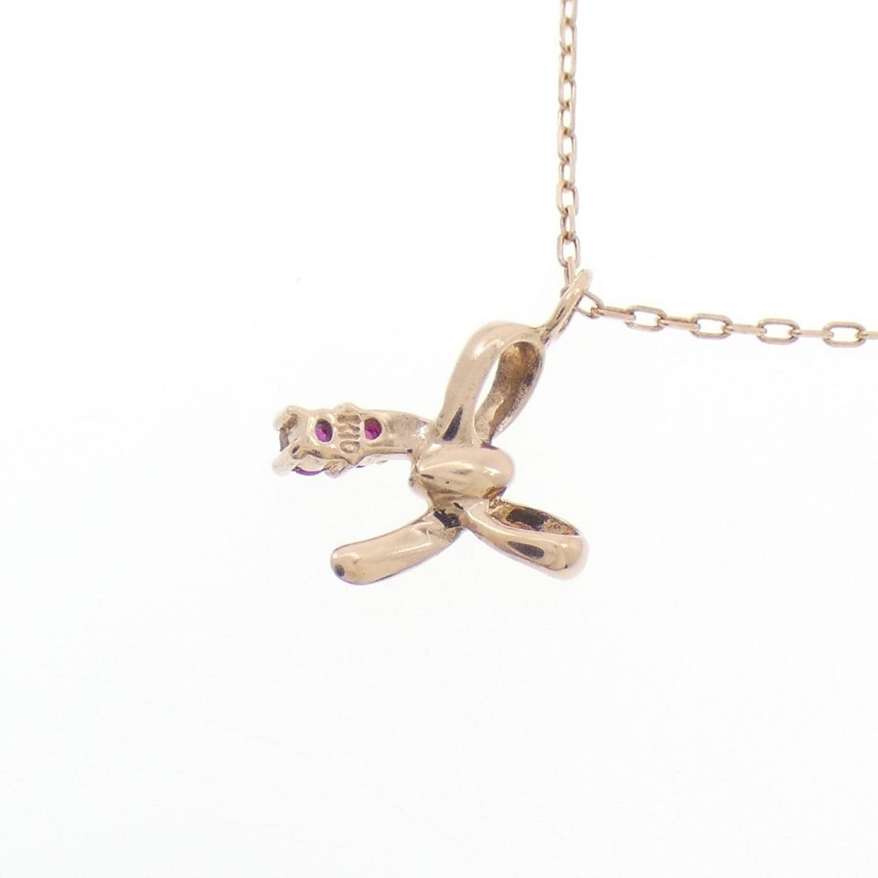 K10PG リボン ルビー ネックレス