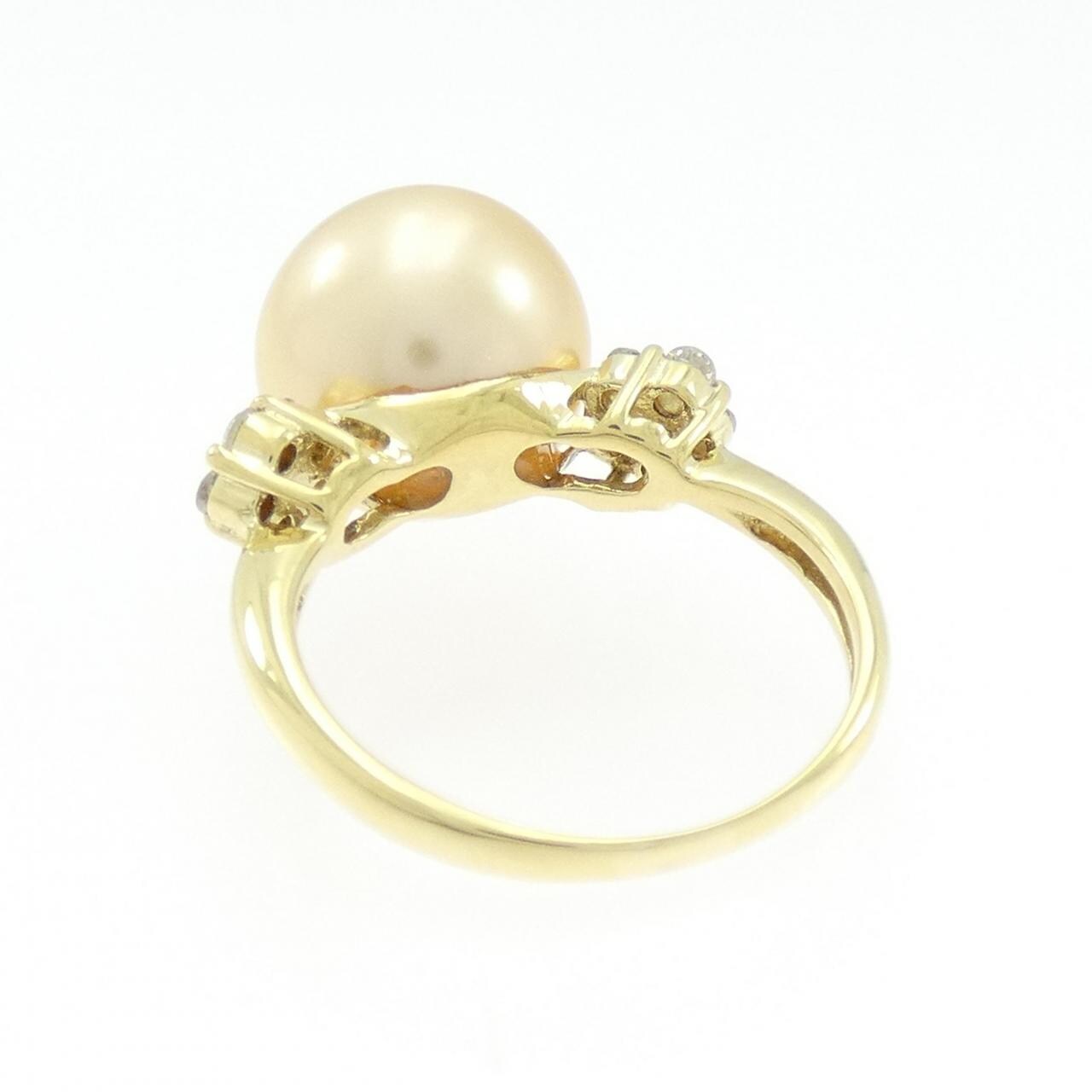 K18YG フラワー 白蝶パール リング 10.4mm