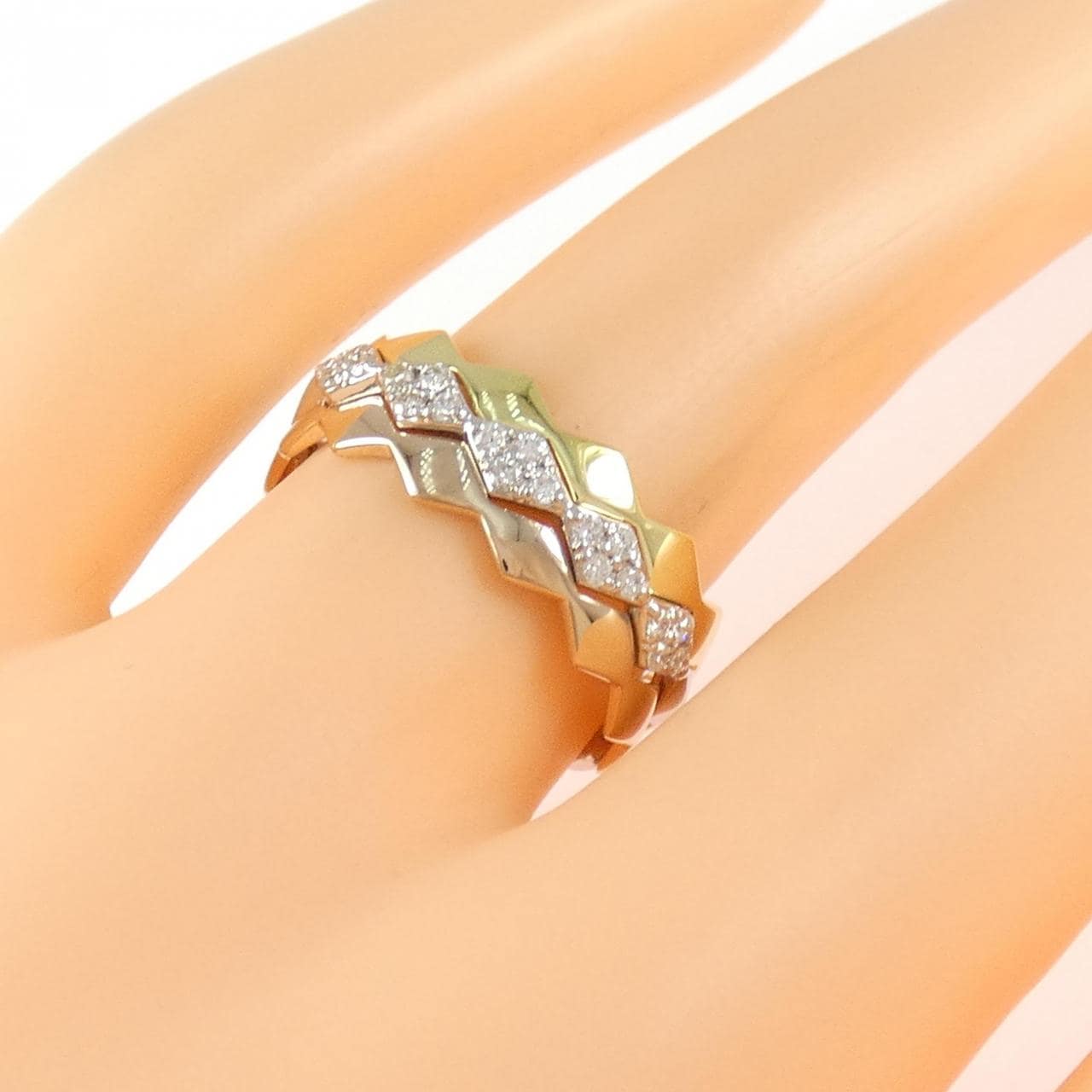 K18YG/PT900/K18PG ダイヤモンド リング 0.16CT