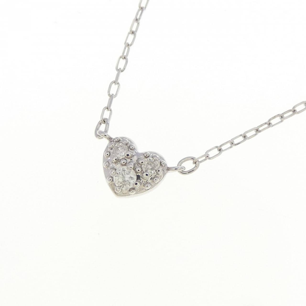 K10WG ハート ダイヤモンド ネックレス