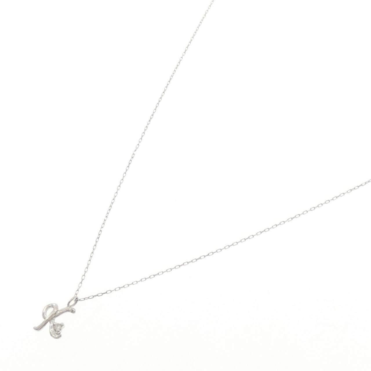 K10WG イニシャルK ダイヤモンド ネックレス 0.01CT
