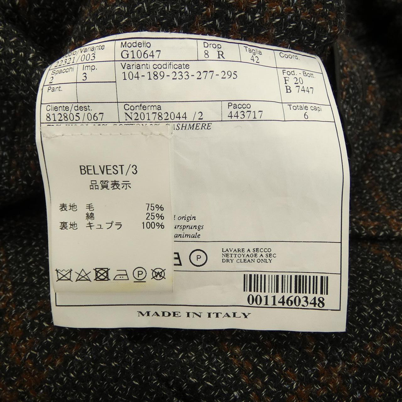 ベルベスト BELVEST G10647 ジャケット