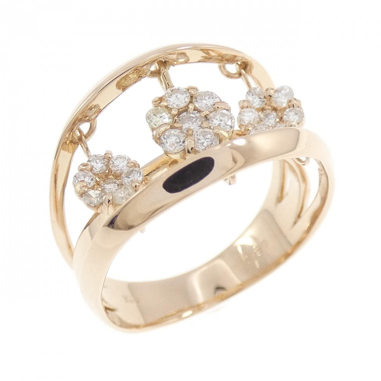 K18PG フラワー ダイヤモンド リング 0.30CT