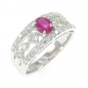 K18WG ルビー リング 0.388CT