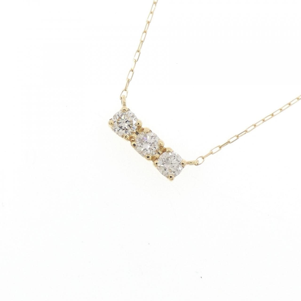 【新品】K18YG スリーストーン ダイヤモンド ネックレス 0.15CT