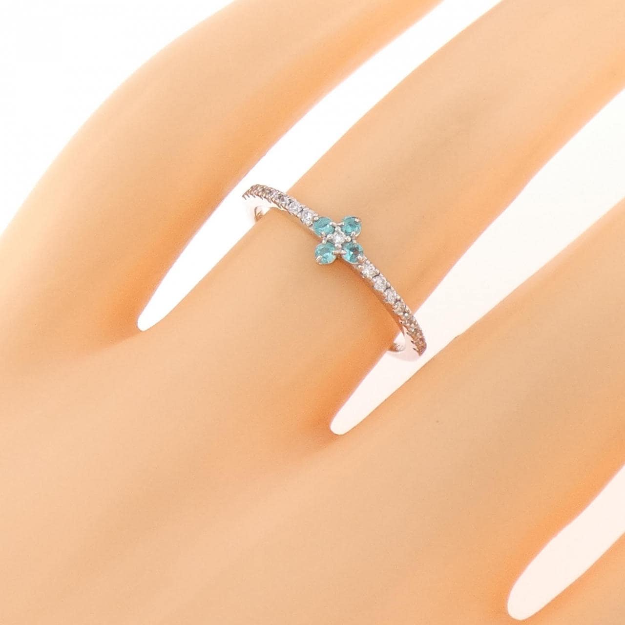 PT900 フラワー トルマリン リング 0.06CT