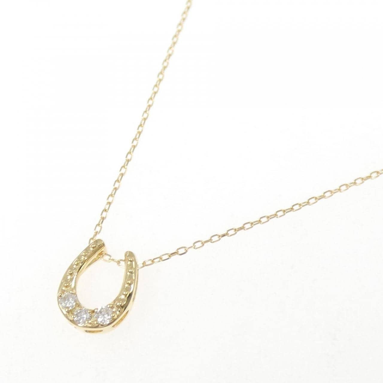 K18YG ホースシュー ダイヤモンド ネックレス 0.07CT