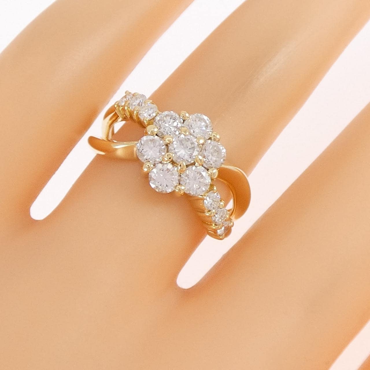K18YG フラワー ダイヤモンド リング 1.13CT