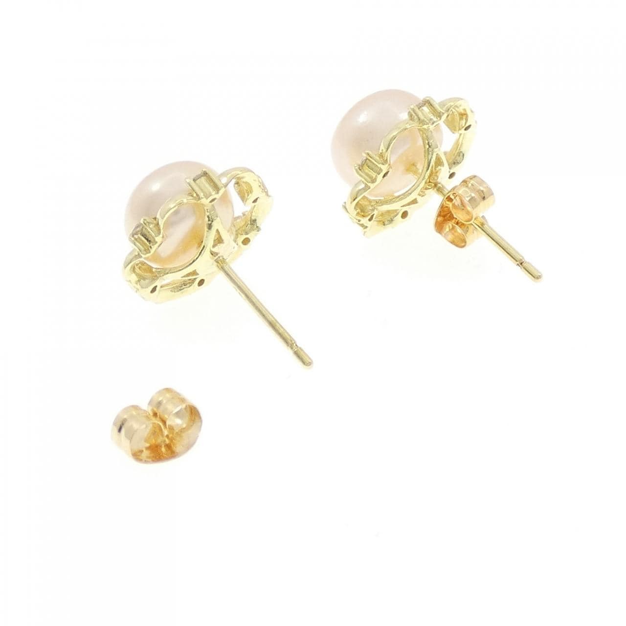 K18YG 淡水パール ピアス 7.5mm