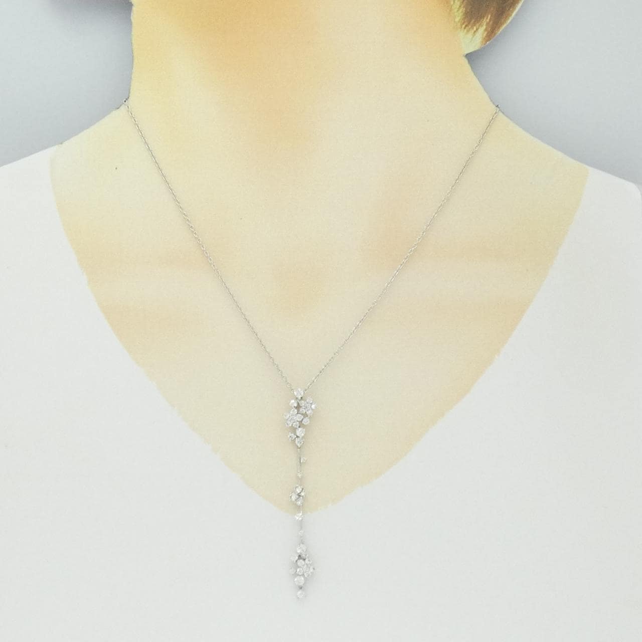 750WG/PT850 フラワー ダイヤモンド ネックレス 1.33CT