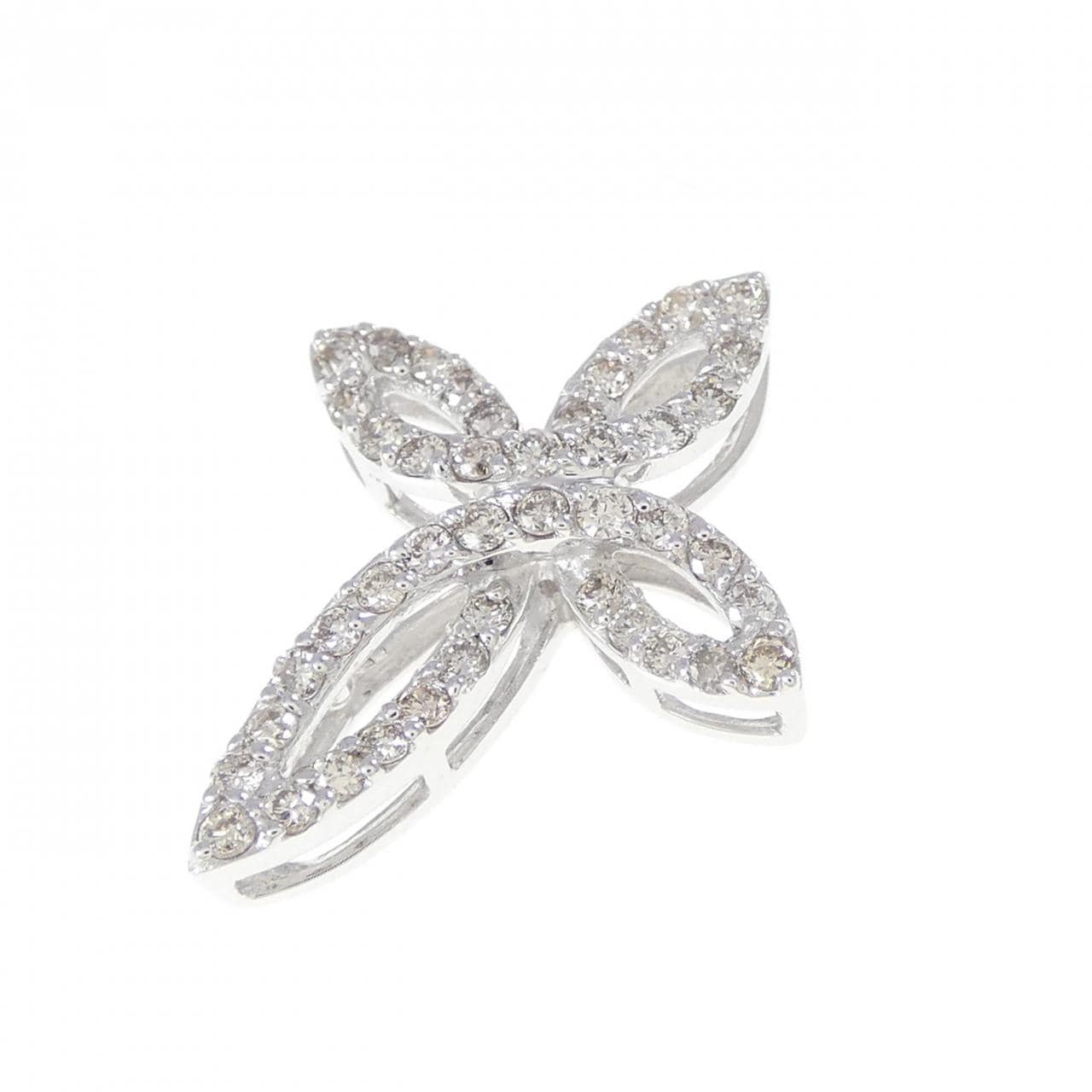 K18WG クロス ダイヤモンド ペンダント 0.30CT