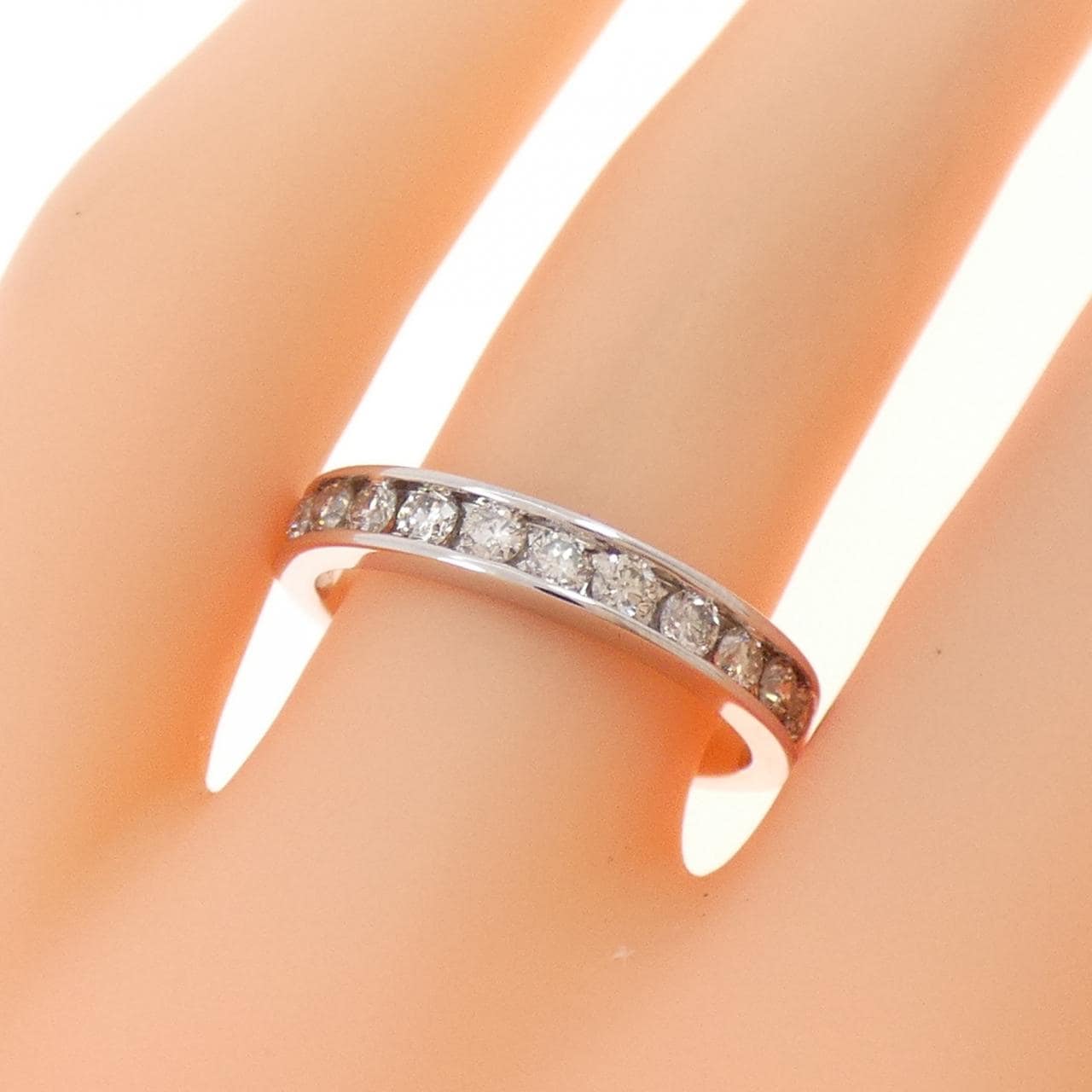 K18WG ハーフエタニティ ダイヤモンド リング 0.50CT