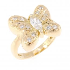 K18YG バタフライ ダイヤモンド リング 0.21CT