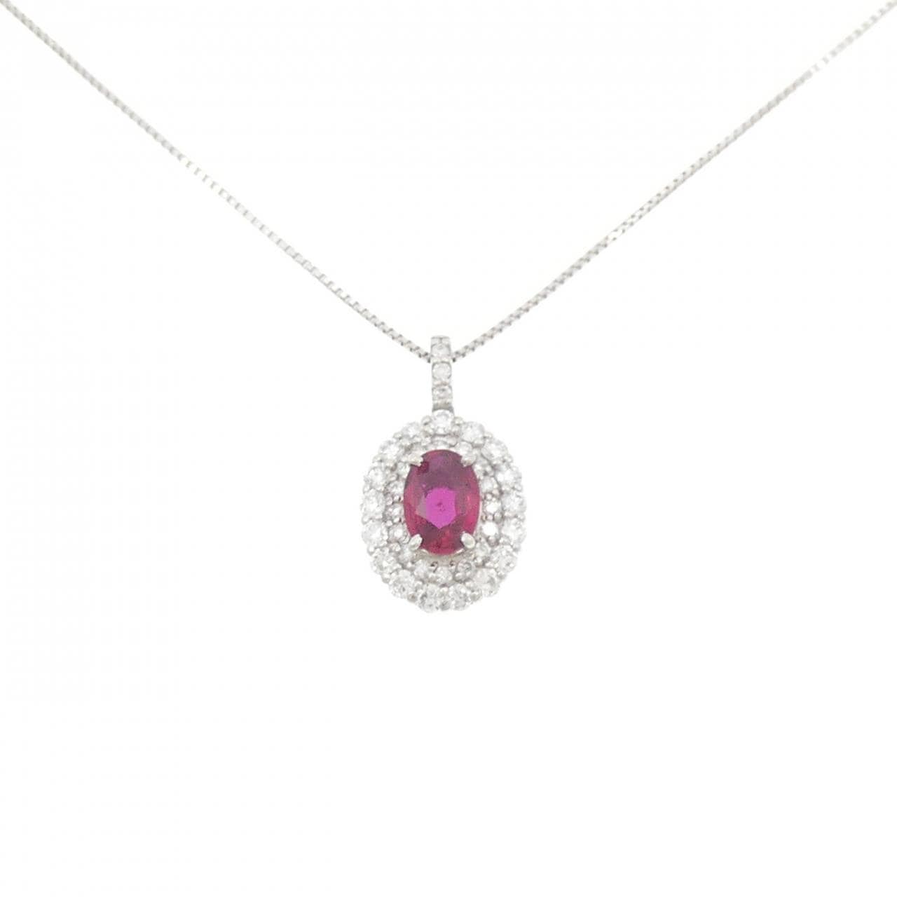 PT900/PT850 ルビー ネックレス 0.45CT