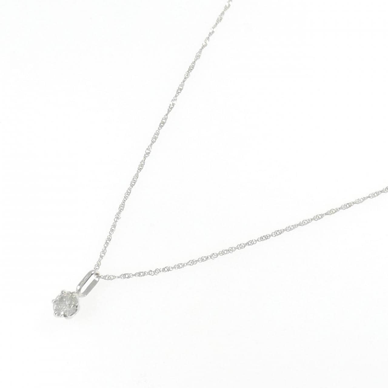 K18WGソリティア  ダイヤモンド ネックレス 0.3CT