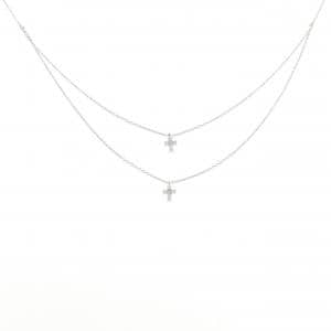 K18WG クロス ダイヤモンド ネックレス 0.12CT