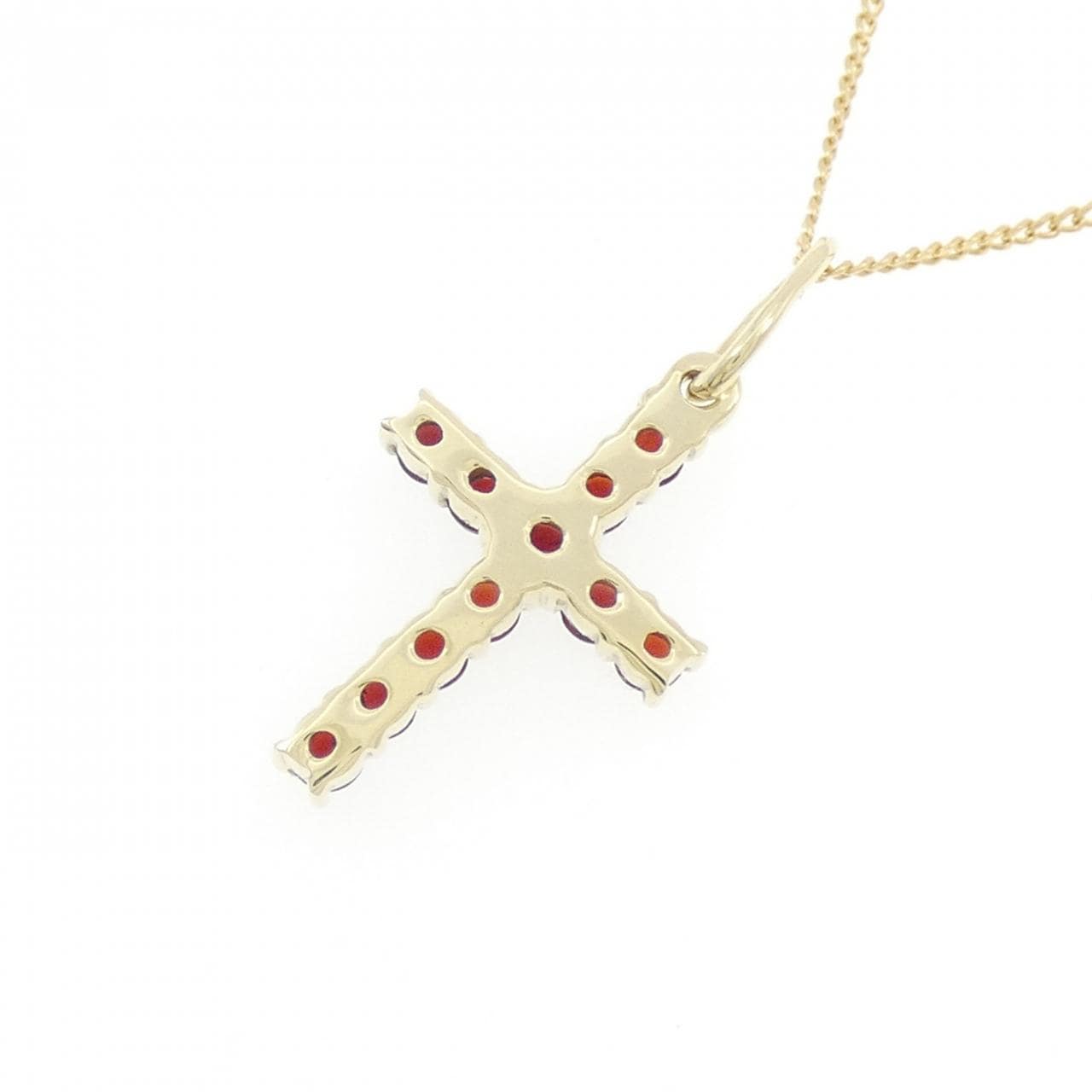 585/K18 クロス ガーネット ネックレス